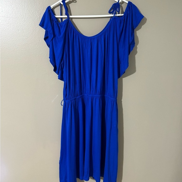 Express Blue Flutter Sleeve Sundress - Picture 2 of 4